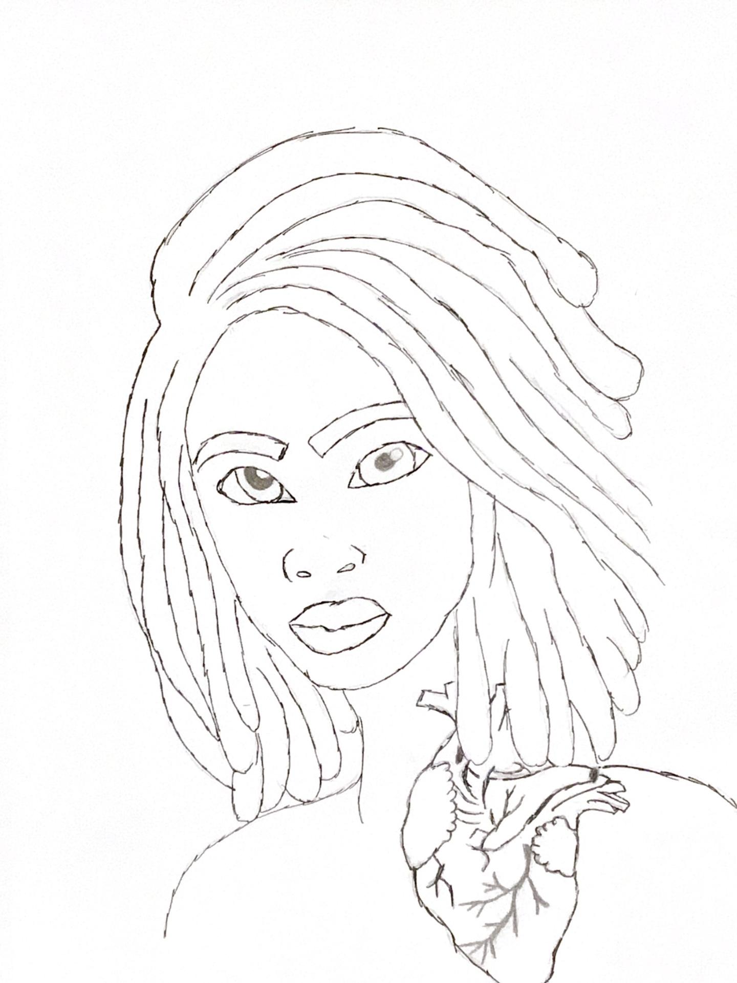 Hand-drawn image of a girl.