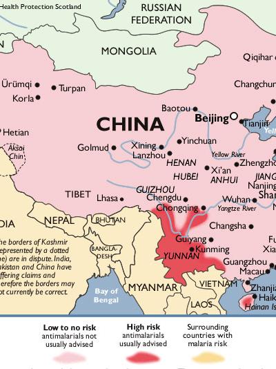 China malaria map