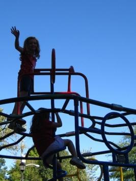 Silhouette of children at park