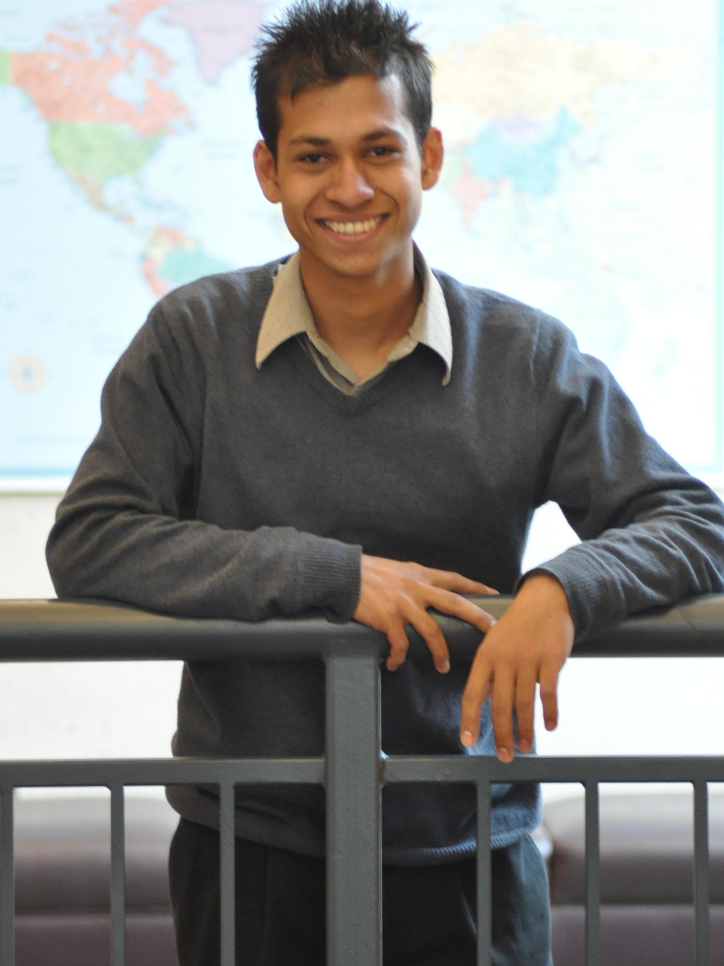 student standing at railing