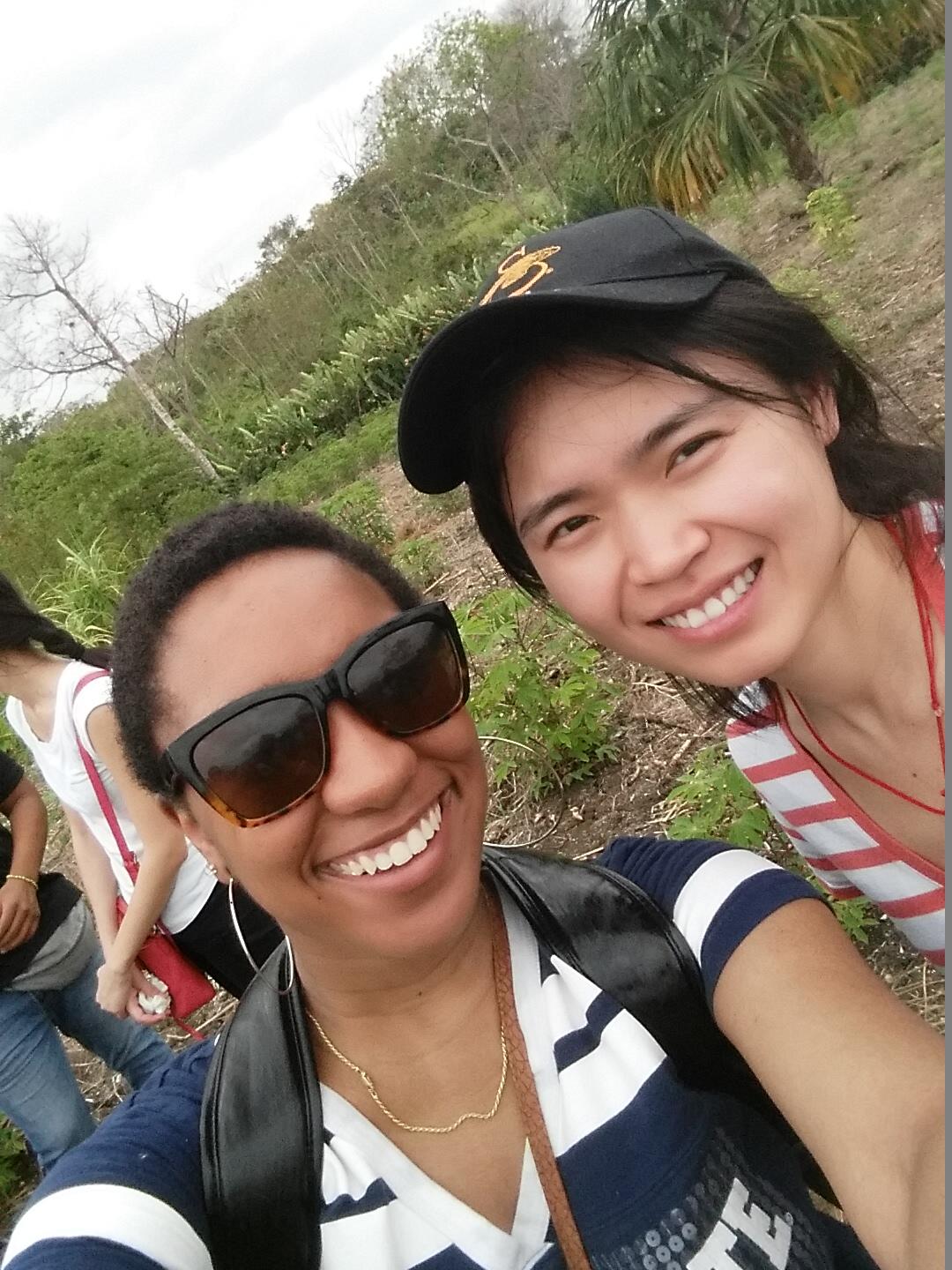 Students Shealyn Williamson and Julia Chen pose for a photo in Panama. Shealyn and Julia were among the 18 Penn State students who traveled to rural Panama for spring break to help business owners improve their financial literacy.