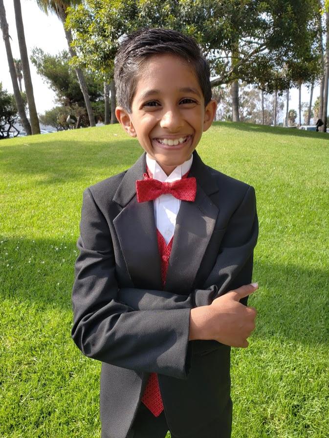 young boy in tuxedo
