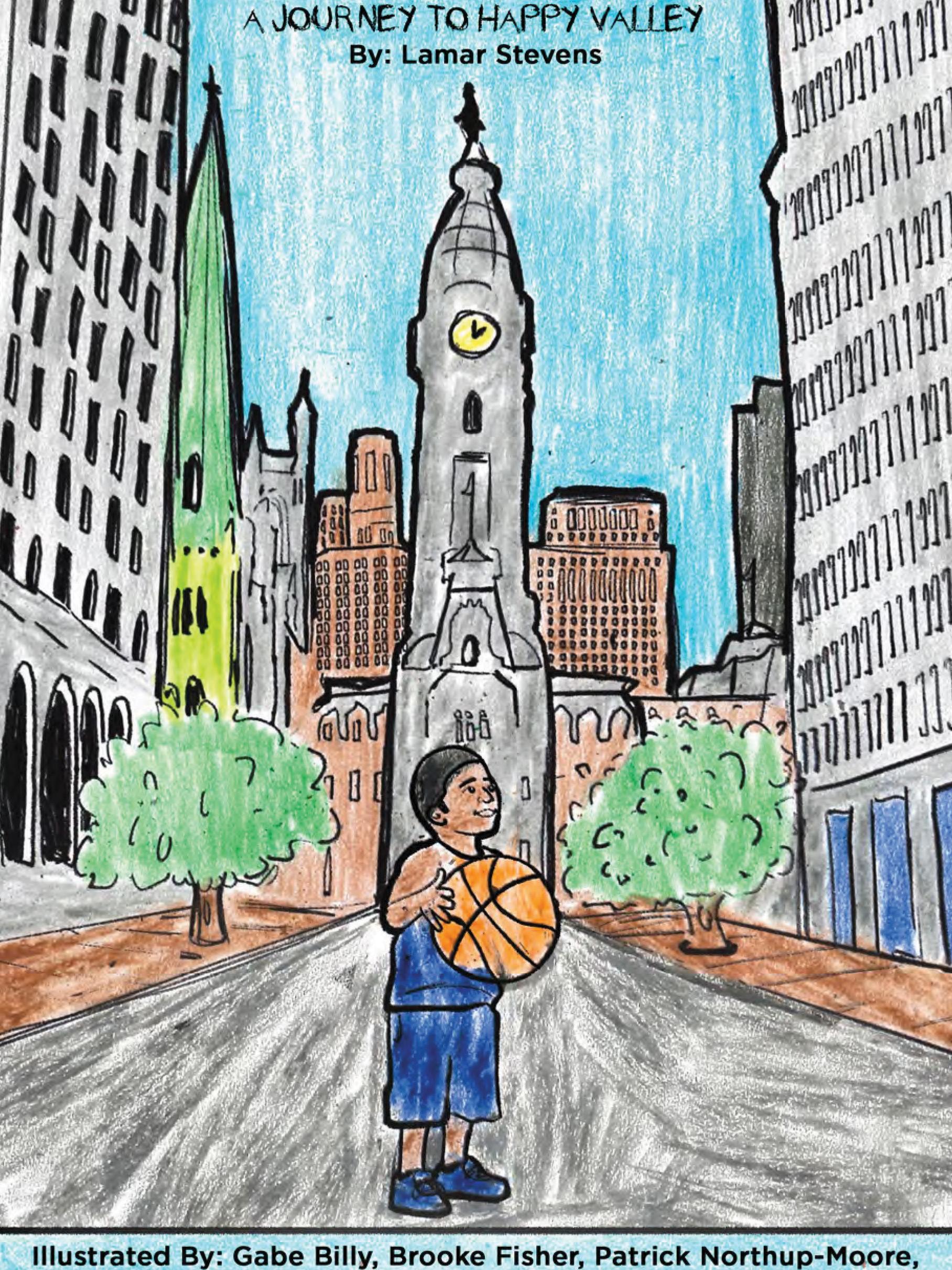 colored illustration of an individual in Philadelphia