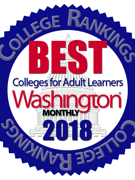 Washington Monthly Best College for Adult Learners Badge 2018