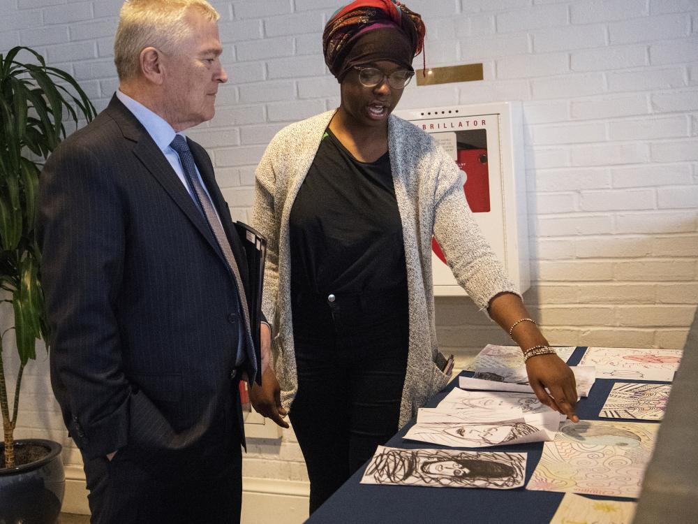 Rabiyatu Jalloh with Penn State President Eric Barron