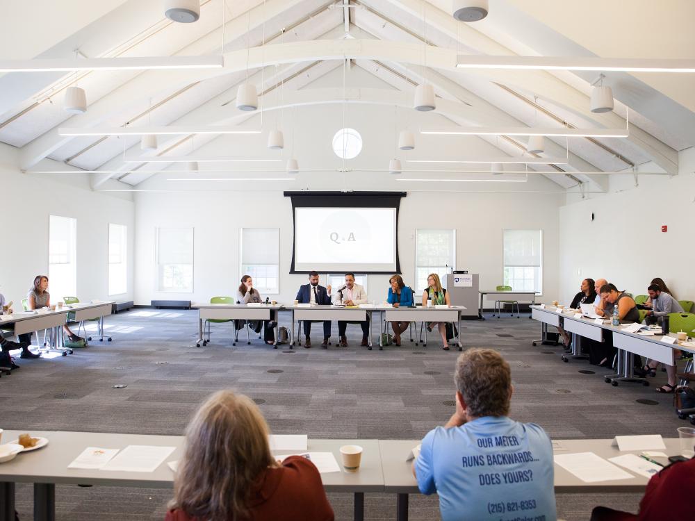 A nonprofit event in one of Penn State at The Navy Yard's rooms