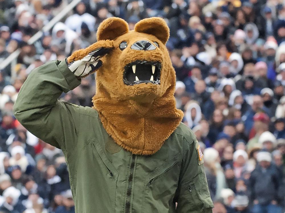Nittany Lion salutes at Military Appreciation Game