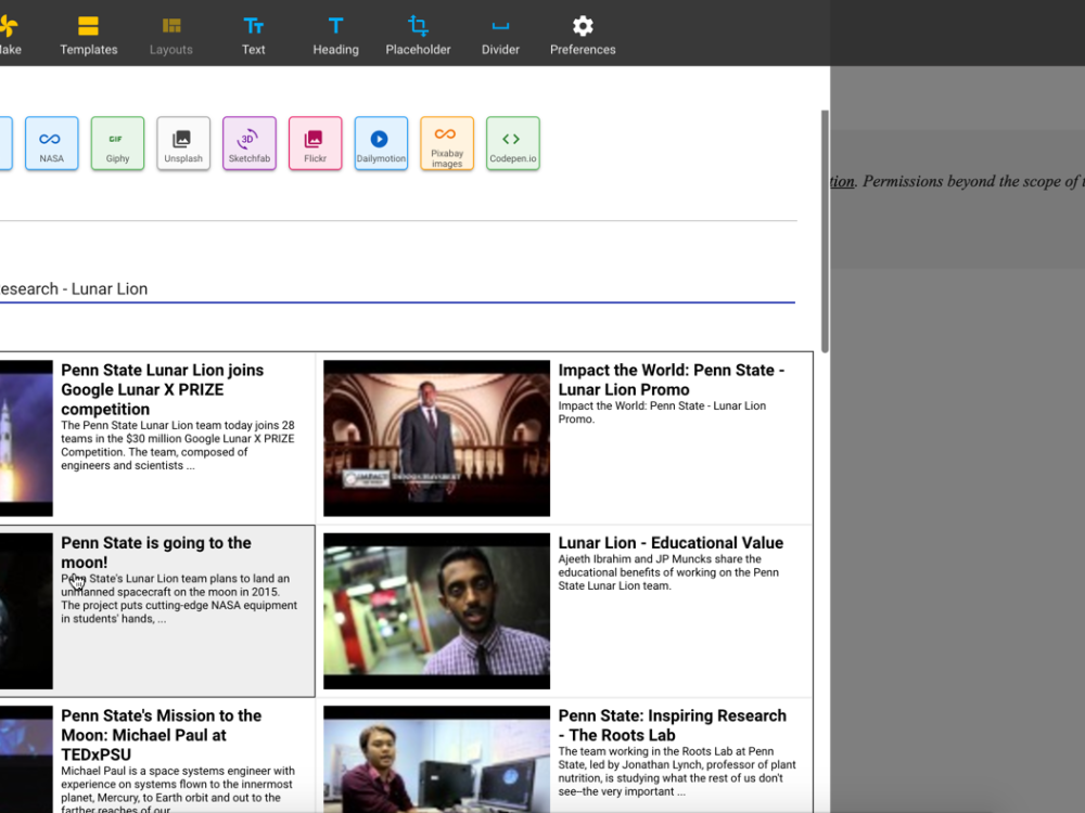 HAX Screenshot of "find content" page