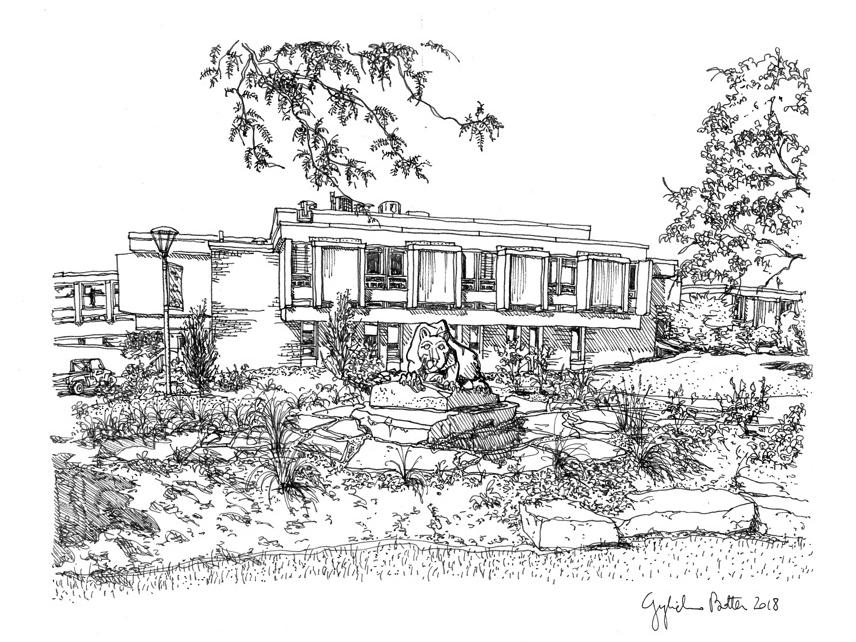 Pen and ink sketch of New Kensington campus