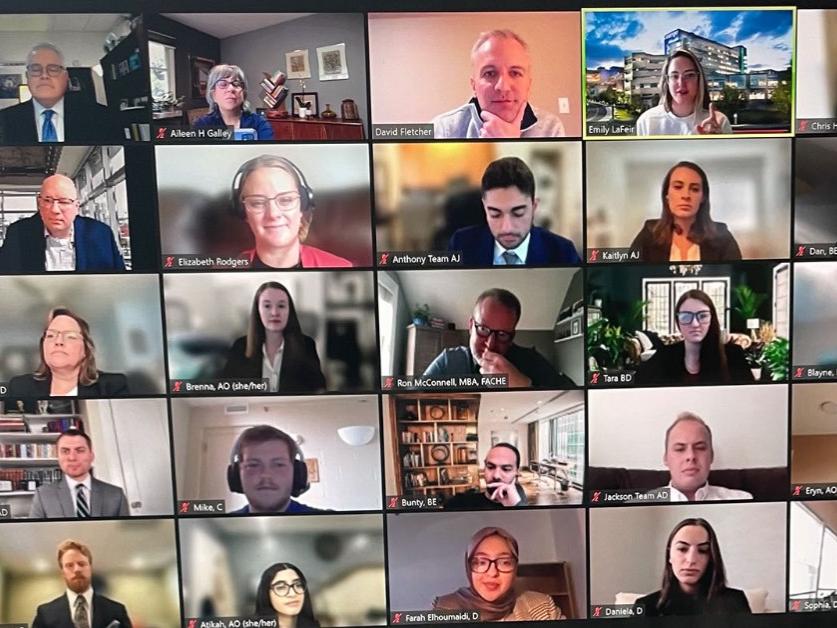 Screenshot of students and participants on Zoom case comp presentation