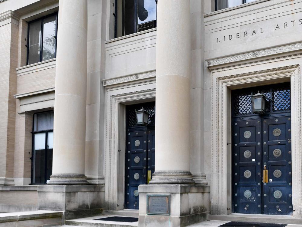 The Sparks Building with the words "liberal arts" above a door