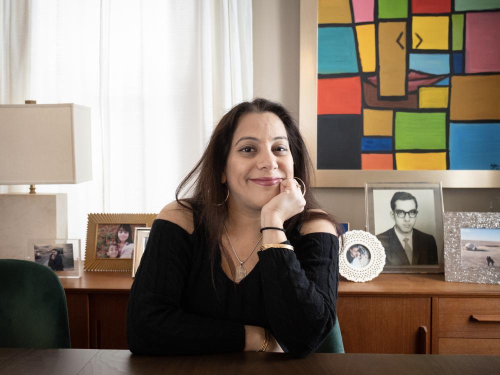 Shaheen Pasta portrait at her home desk