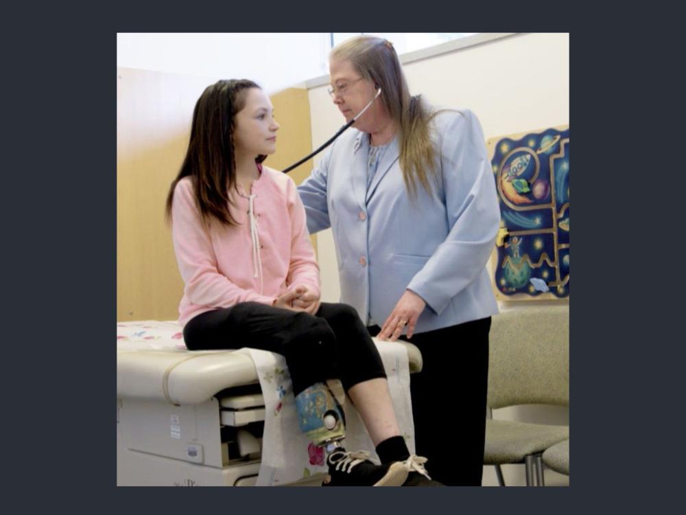 Four Diamonds child Theresa Illicete is treated by Dr. Valerie Brown at Penn State Health Children's Hospital.