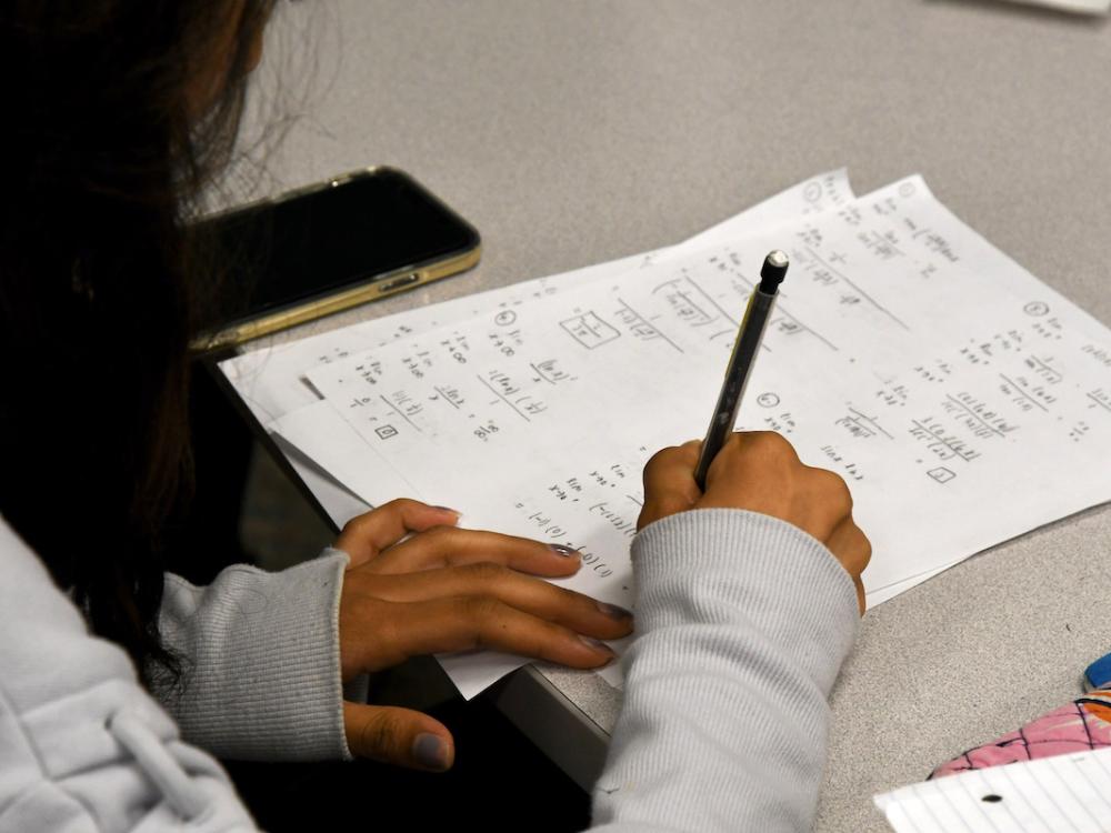 Student working on math problems