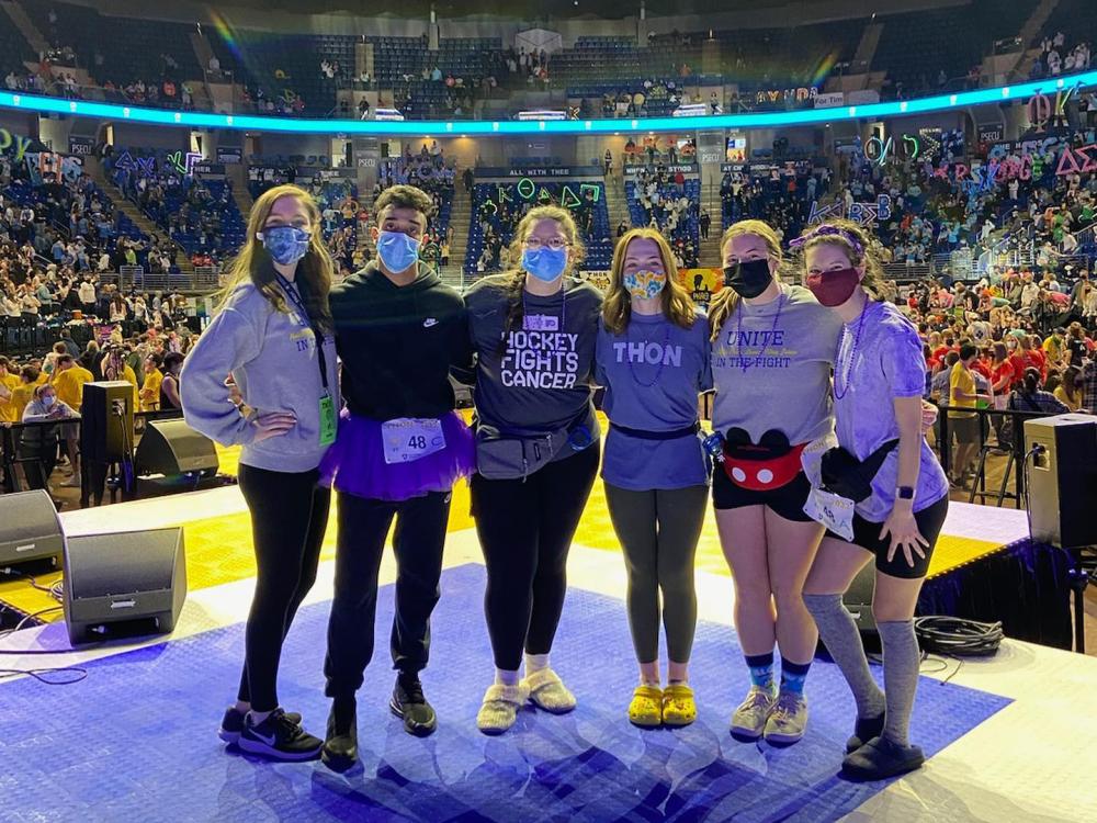 The Penn State Berks dancers on the stage at THON 2022