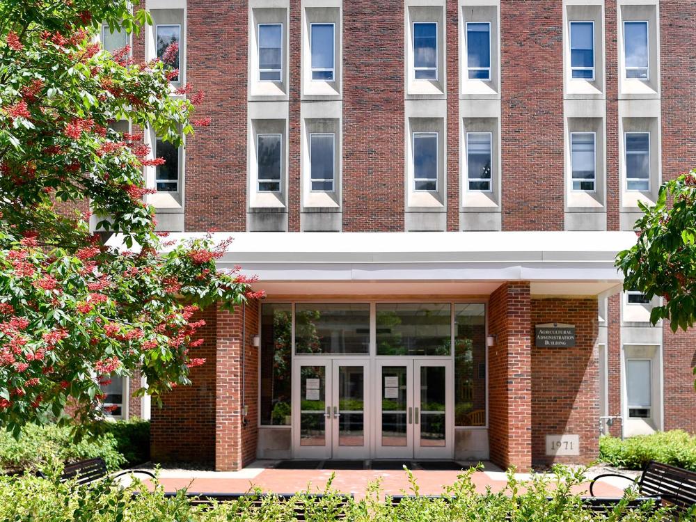 the front of the Agricultural Administration Building is shown