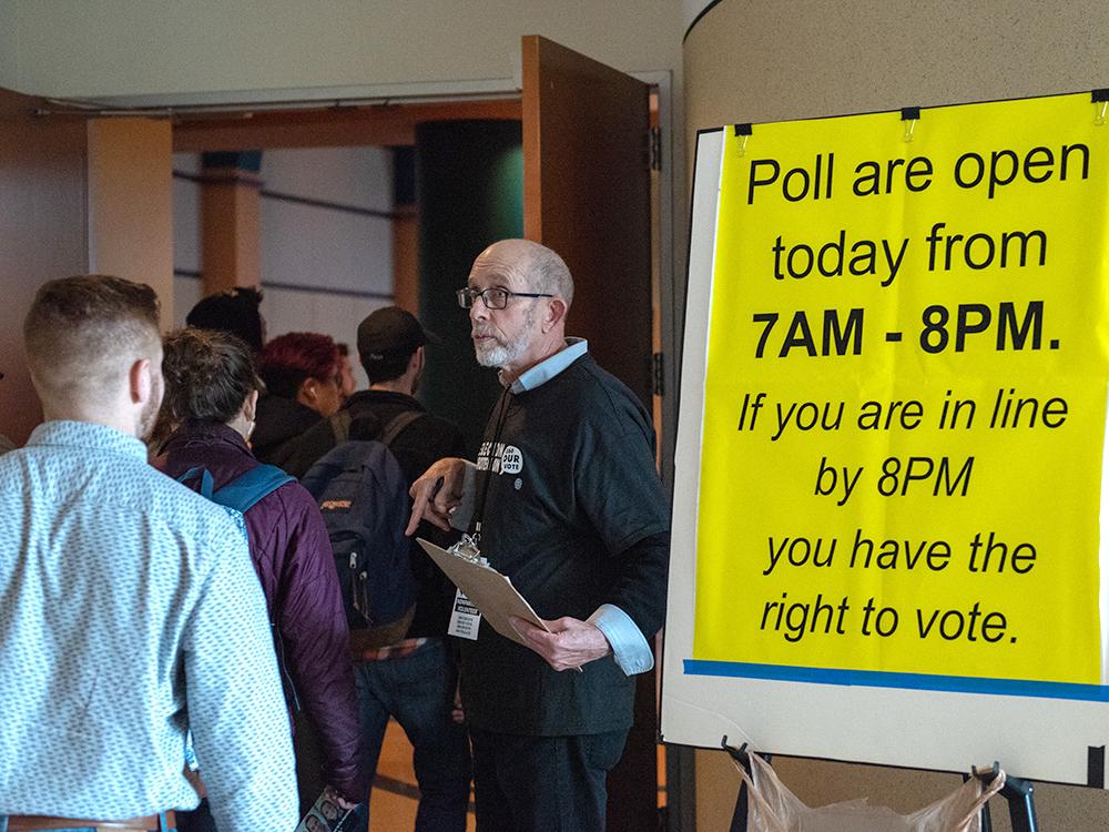 Students in line to vote