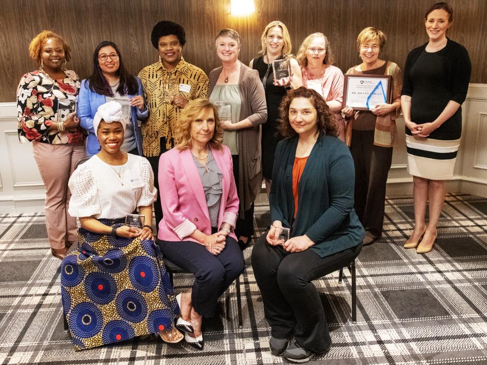 The College of Education faculty, staff and student award winners for 2022 pose together.