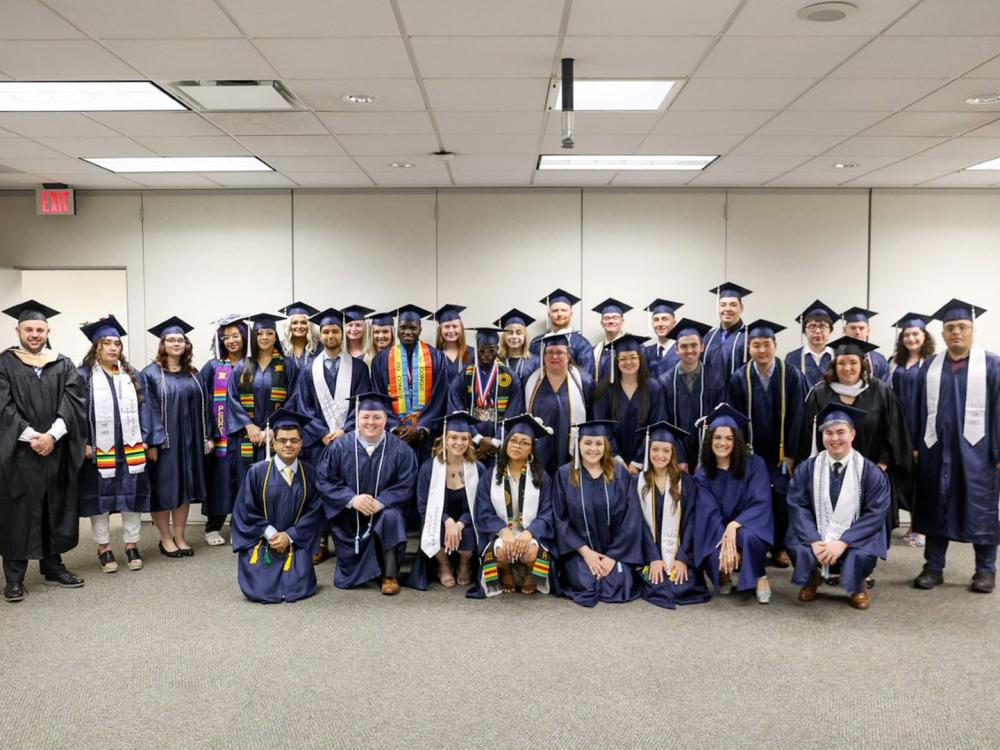 Graduating class in their caps and gowns