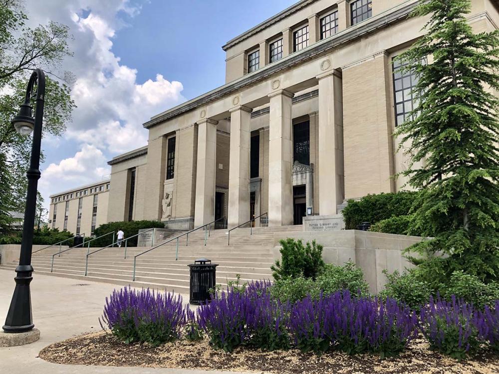 exterior photo of library building entrance