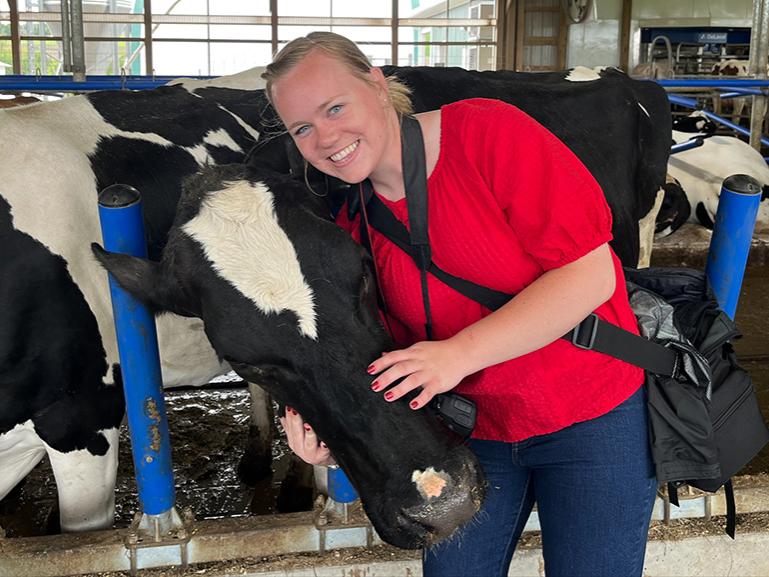 Dana Nunemacher with cow