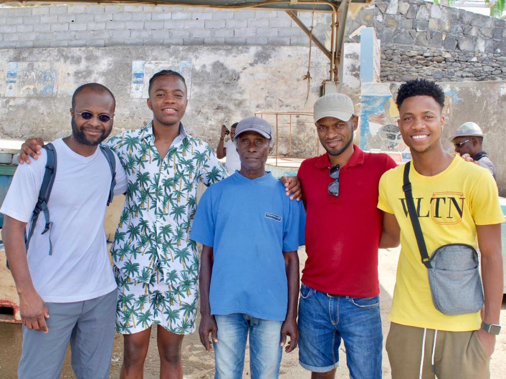 	    Mare Sarr (SIA and AESEDA, Penn State); Miguel Maquina (Penn State student); Eufémio Miranda Pereira (fisherman, Santa Cruz, Santiago); Mateus Andrade (Faculty of Science and Technology, UniCV); and Edson Moreno (UniCV, electrical engineering student).