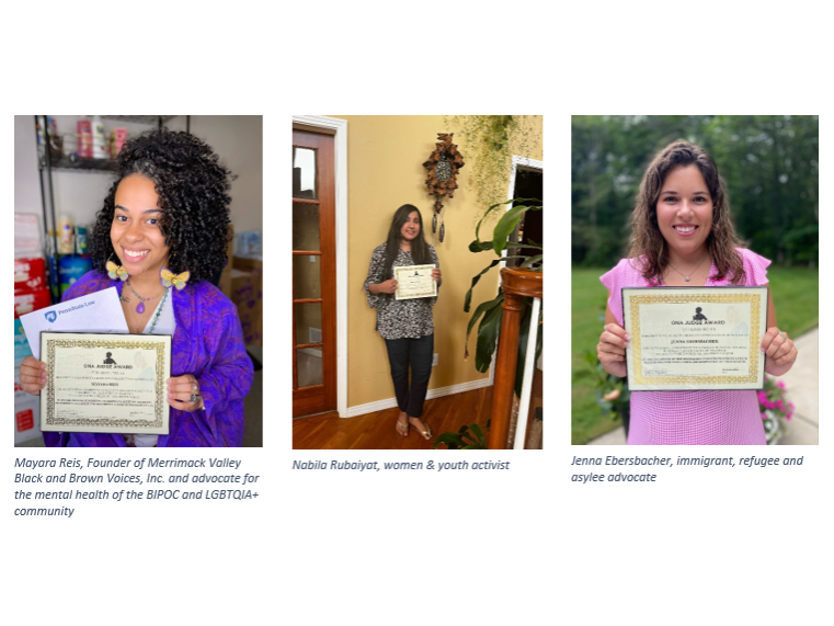The three recipients of the 2022 Ona Judge Awards