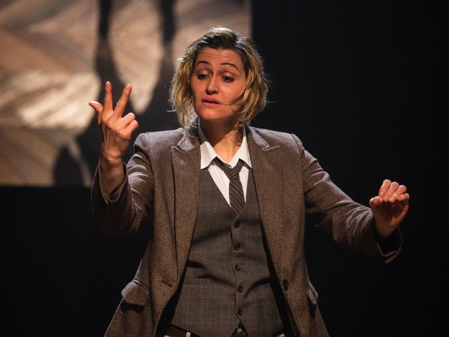 An actor signs her lines in American Sign Language.