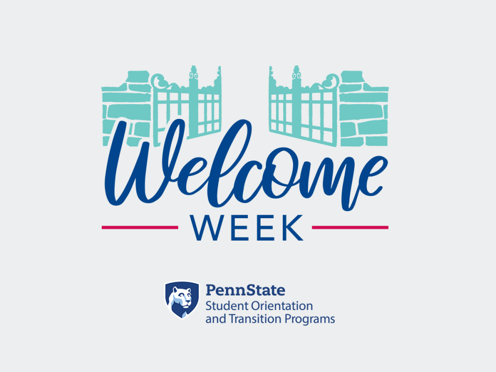 "Welcome Week" below an image of the Allen Street Gates, "Penn State / Student Orientation and Transition Programs"