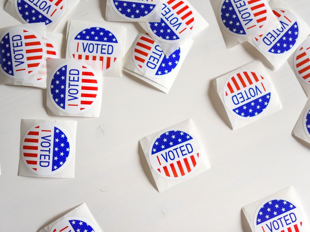 Scattered "I voted" stickers