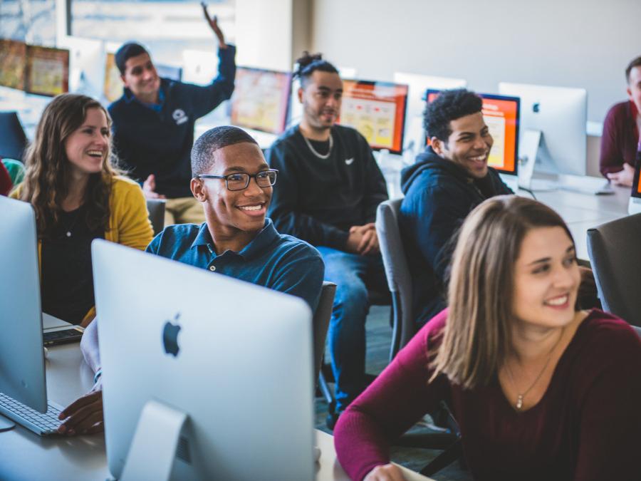 A diverse group of students in a Penn State classroom