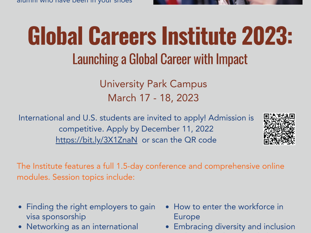 A flyer for the Global Careers Institute 