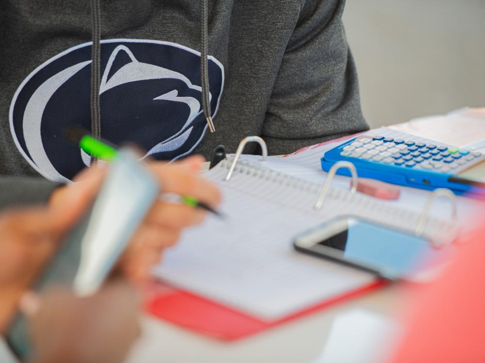 Close-up of student group studying