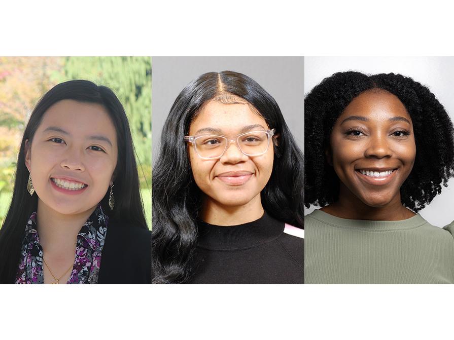 Headshots of three students side by side