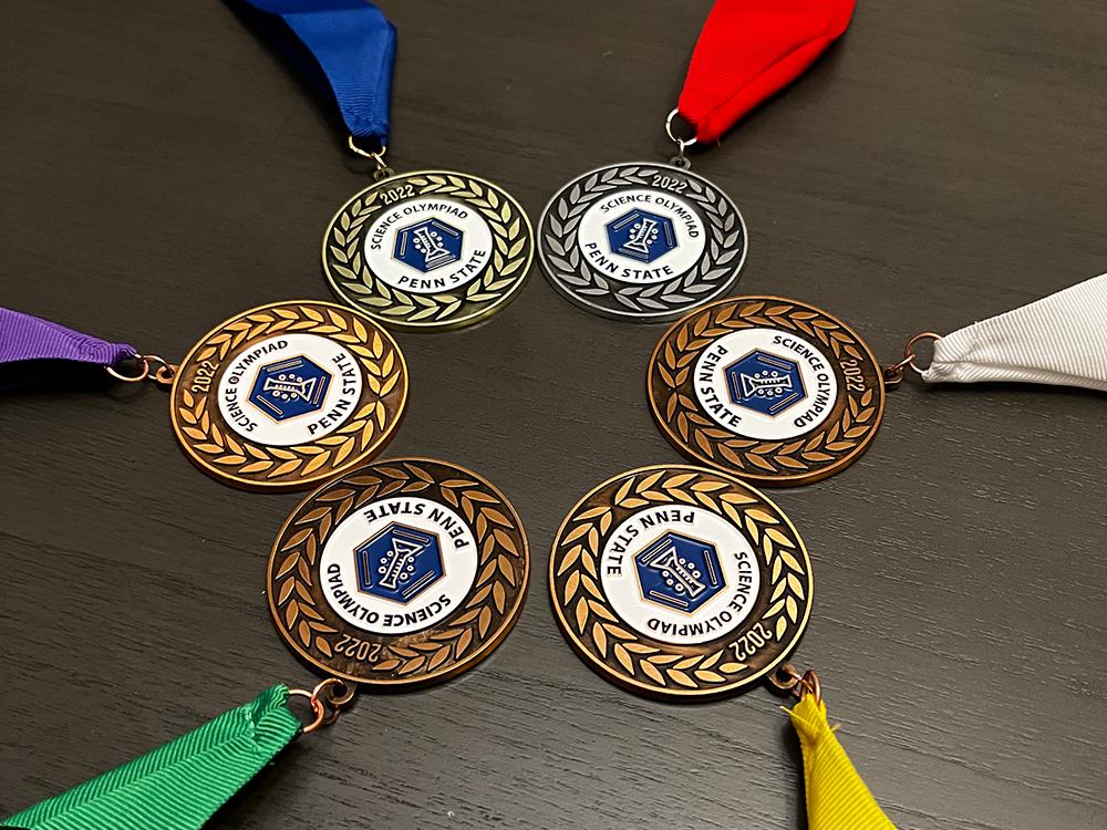 a group of award medals arranged in a circle