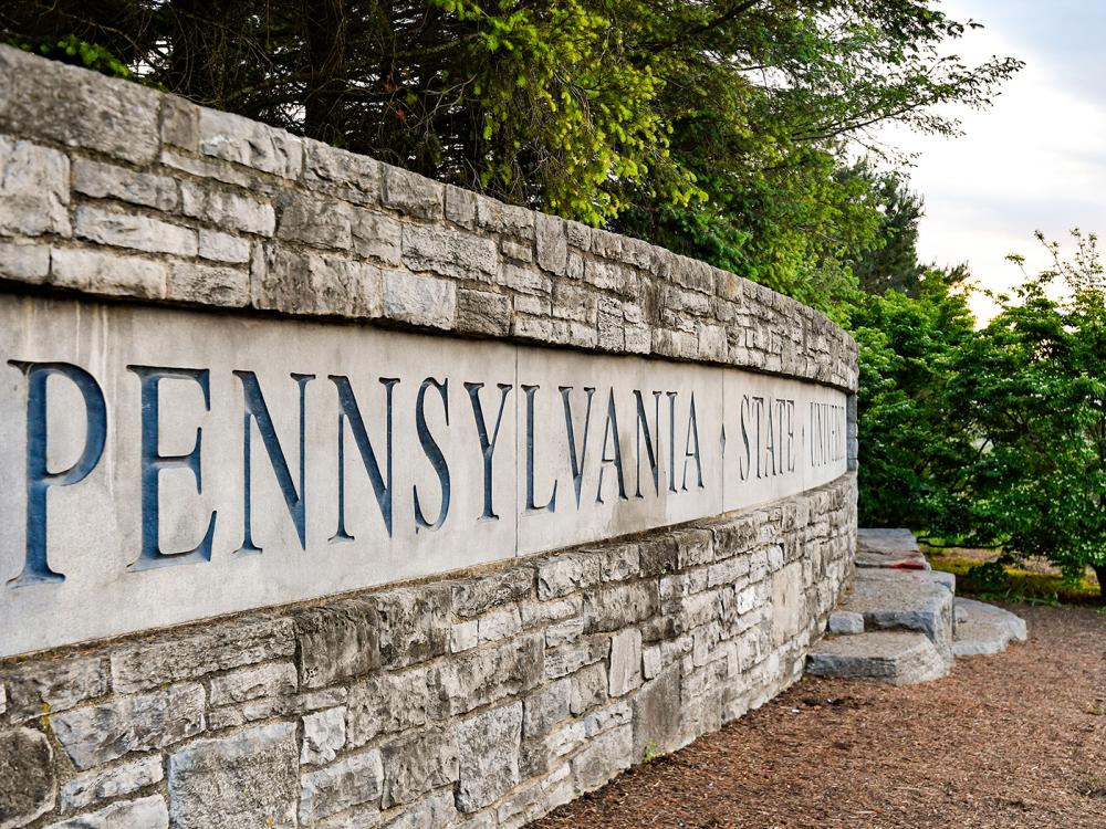 A rock sign that says "Pennsylvania State University."