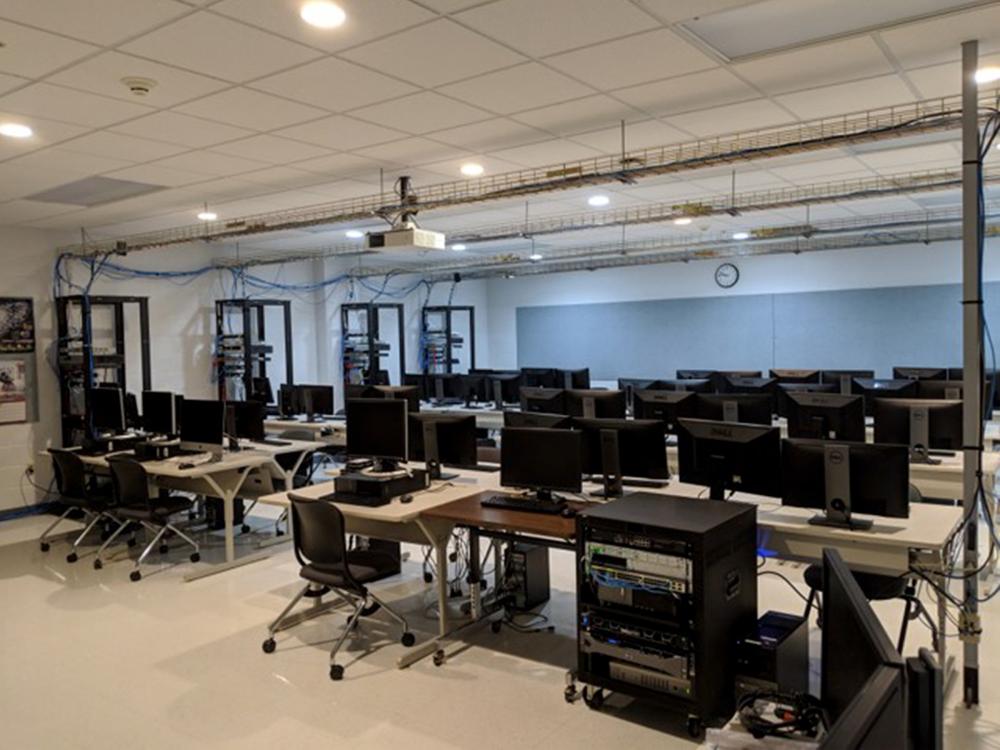 The networking lab that is utilized by students in the information sciences and technology programs at Penn State DuBois