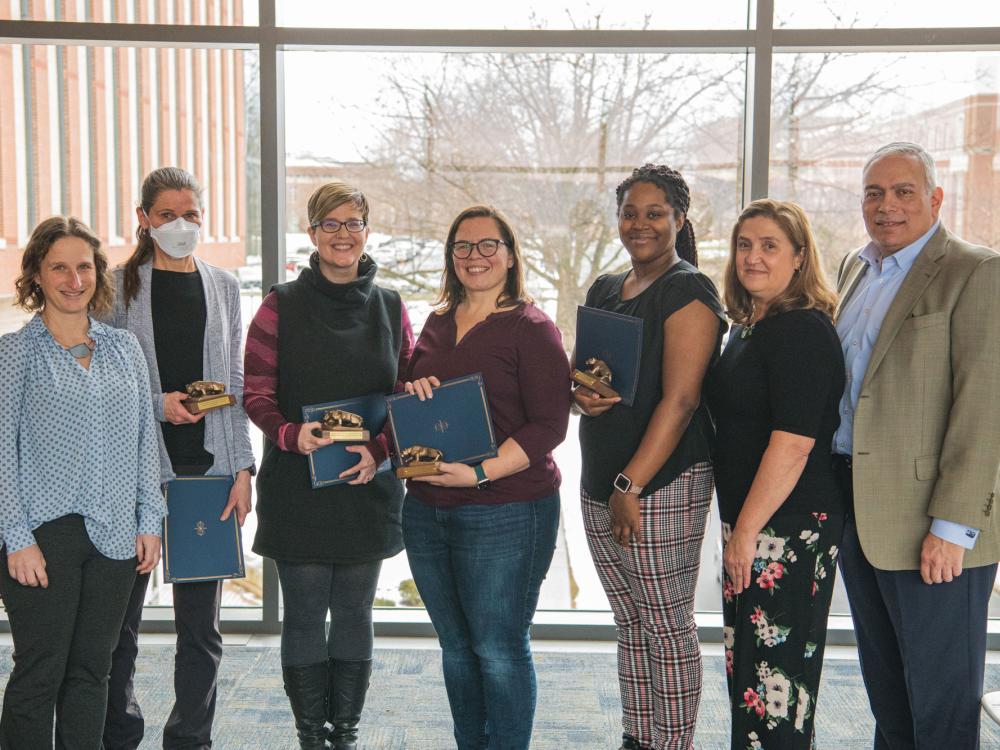 winners of the 2022 climate and diversity awards with dean and donors