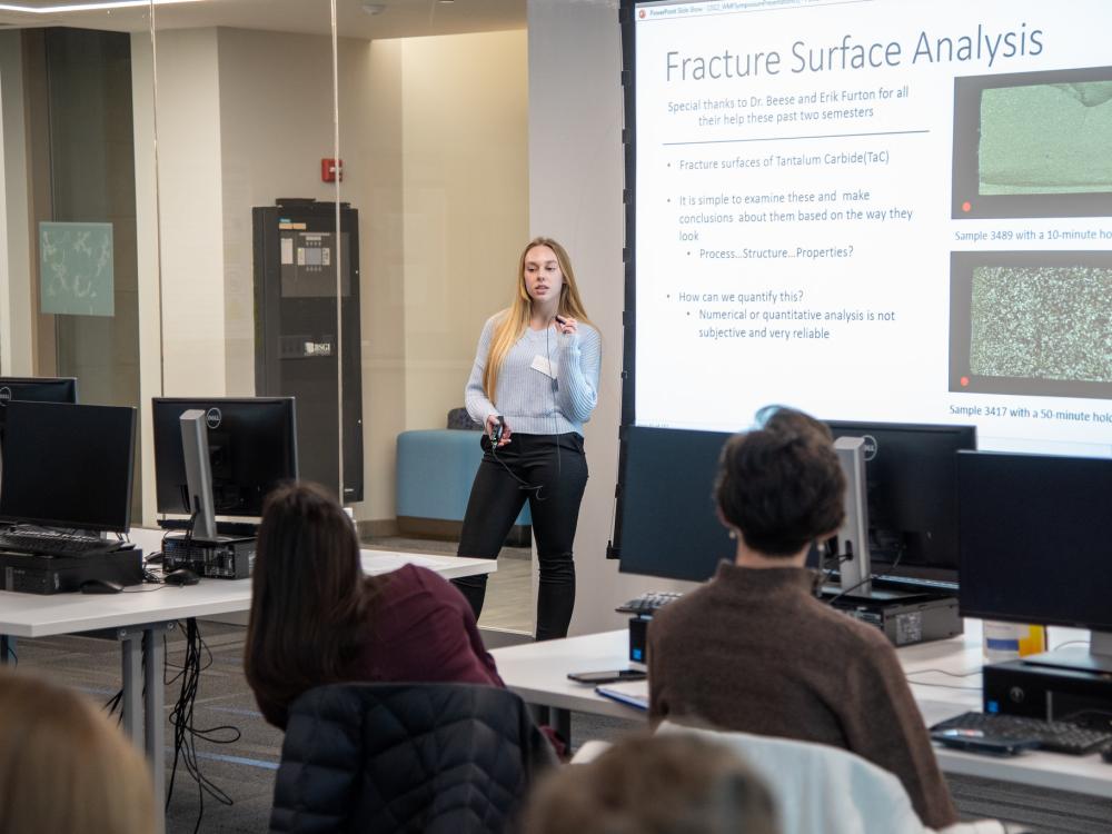 Ellery Schlorff, who is majoring in materials science and engineering, found pathways to additive manufacturing research at Penn State. 