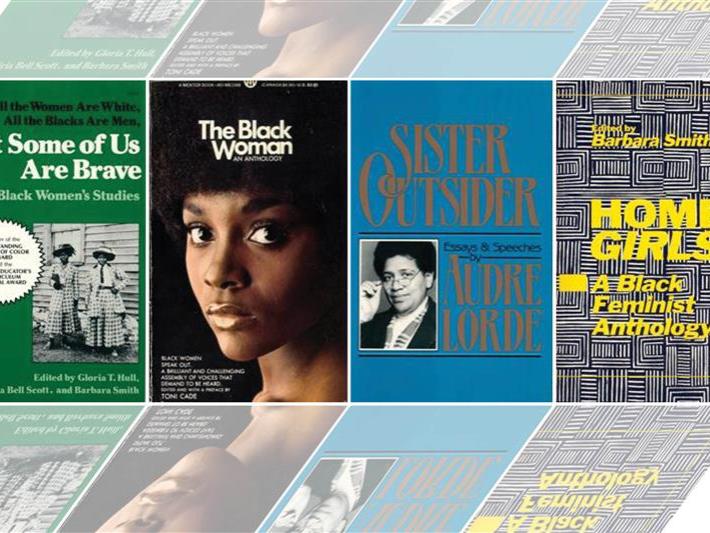 display titles, cover art: But Some of Us Are Brave; The Black Woman; Sister Outsider; Home Girls