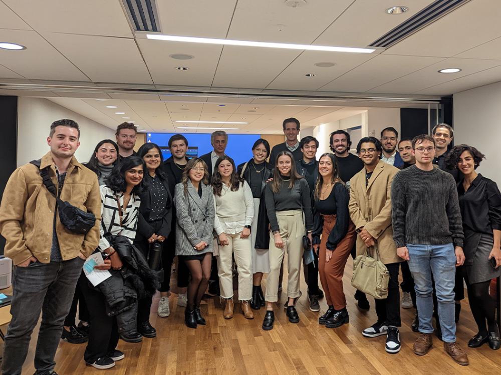 Gopalakrishnan is pictured with a group of Penn State architecture students during a firm tour. 