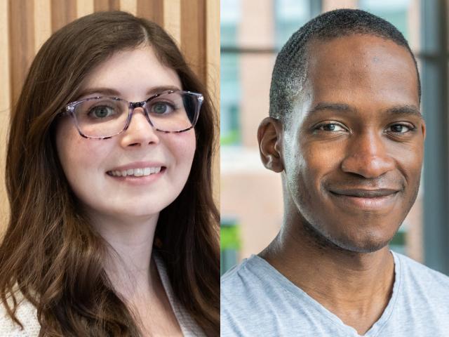 Headshot photos of Ecology grad students Laura Jones and Caylon Yates