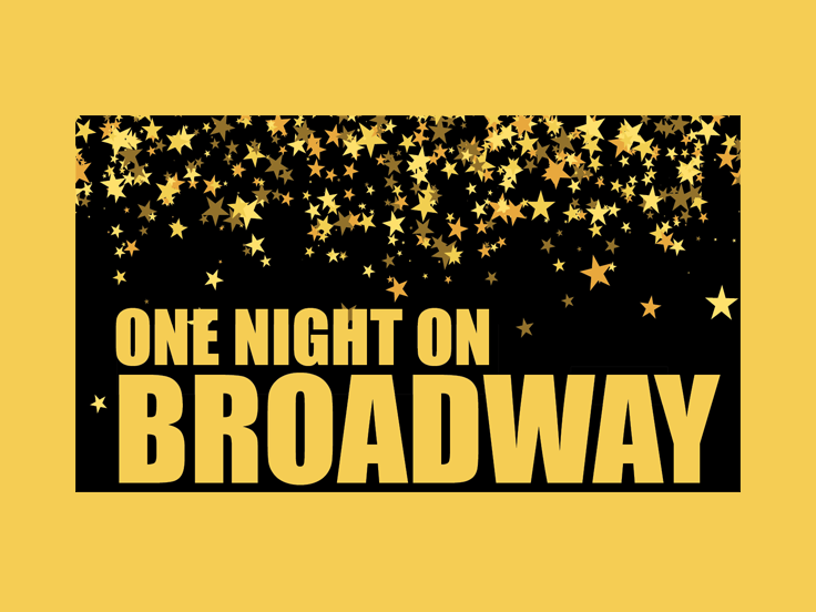 One Night on Broadway graphic with stars in background