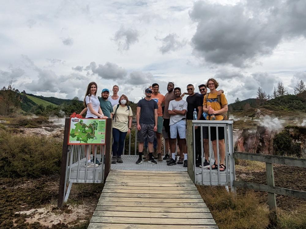 Students visit “Craters of the Moon,” which is a walk through one of the largest geothermal fields and a part of Taupo Volcanic Zone.