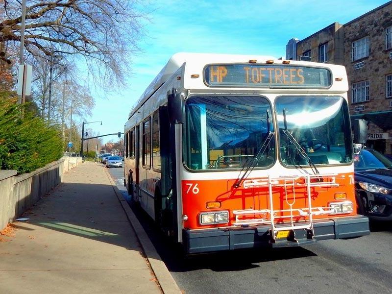 Picture of CATA community bus at the Allen Street bus stop.