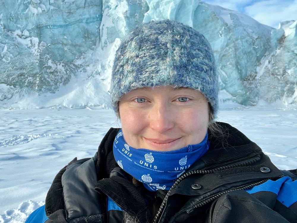 A photo of Sierra Melton from the glacier Königsbergbreen in Svalbard.