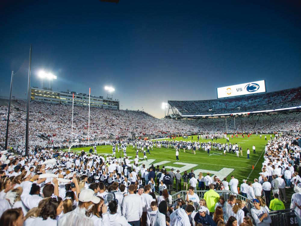 Inside Beaver Stadium for a Penn State White Out football game. 