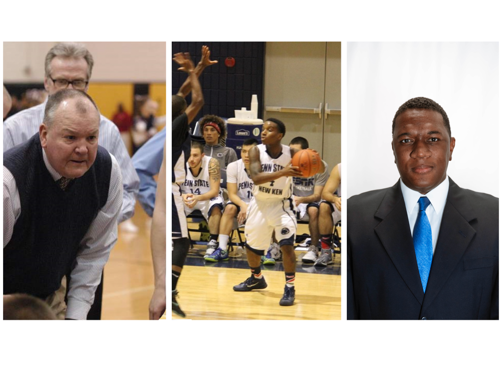 Three-photo collage of athletics Hall of Fame inductees