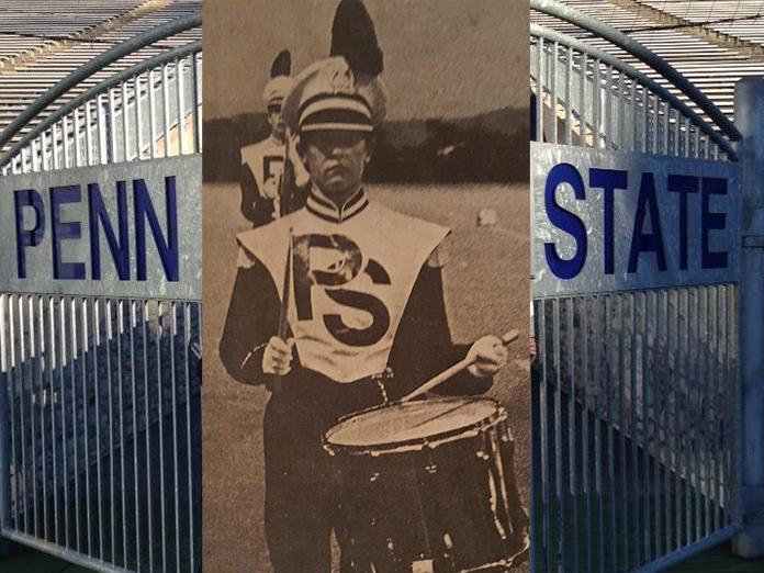 Penn State gates open with old newspaper image of a female Blue Band drummer
