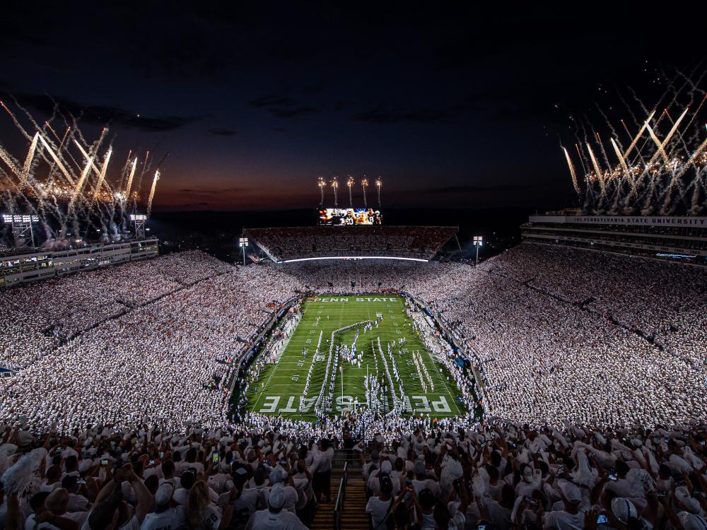 Fireworks during Beaver Stadium White Out